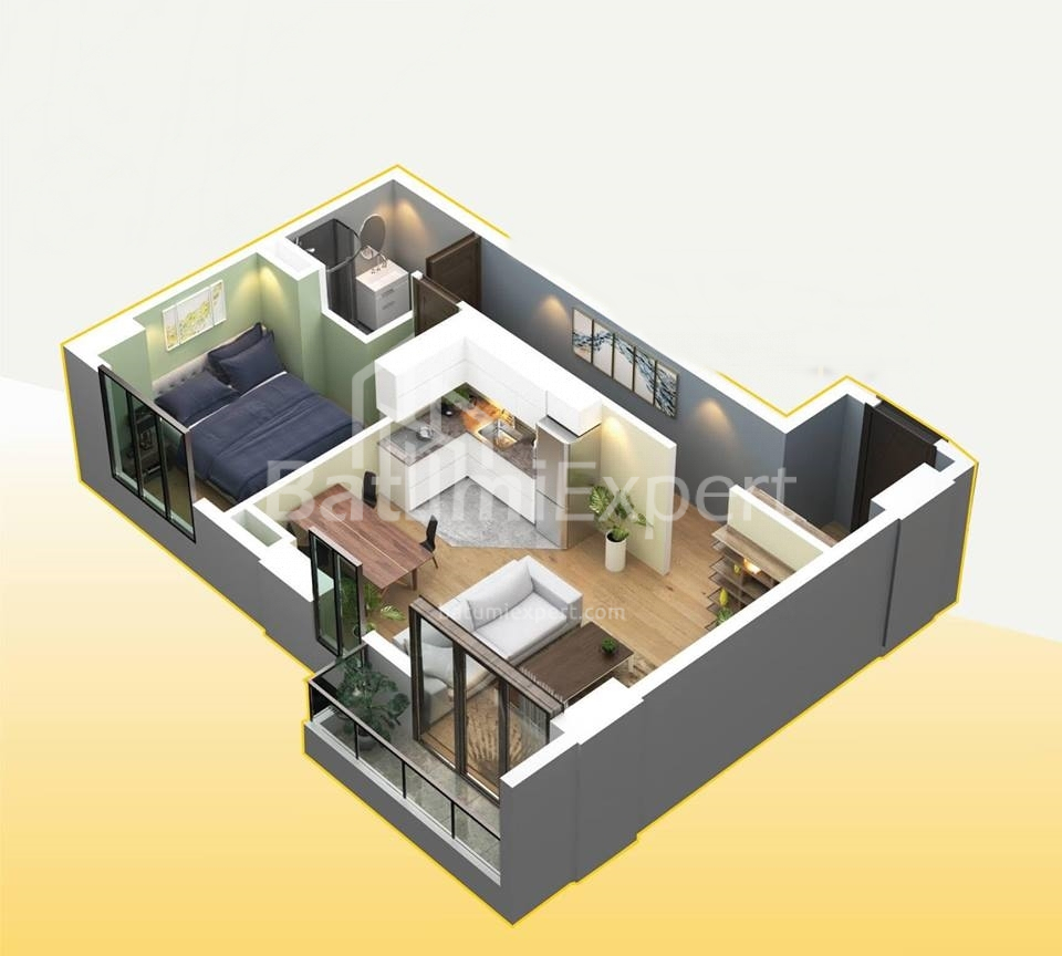 Строящийся объект 75.4 м² - Хайдара Абашидзе, Батуми, Грузия