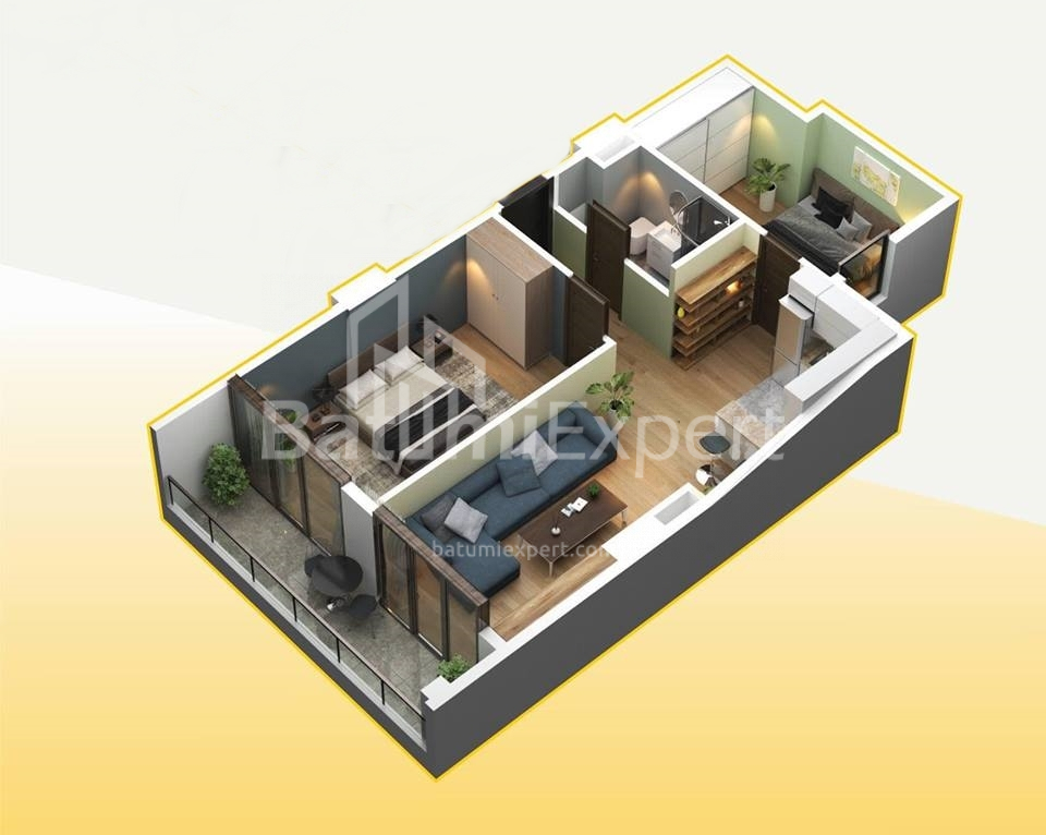 Строящийся объект 75.4 м² - Хайдара Абашидзе, Батуми, Грузия